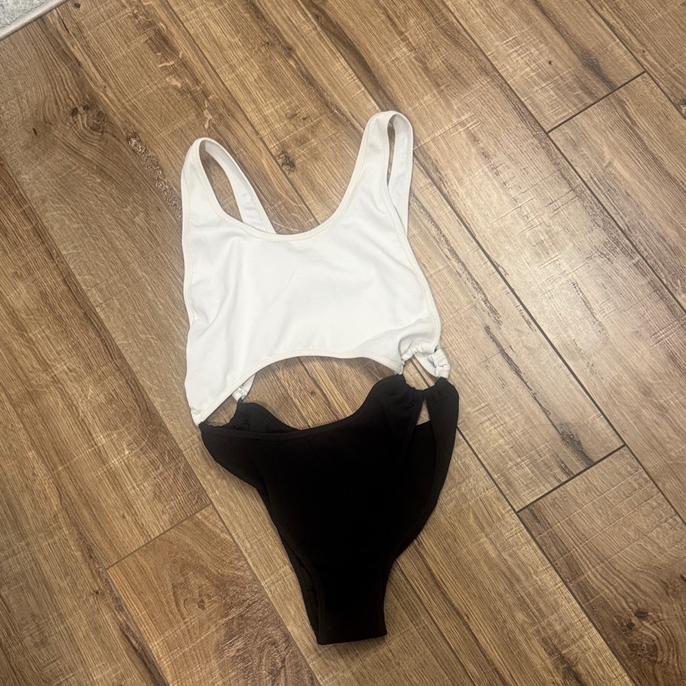 Kendall & Kylie Black and White Cutout Swimsuit